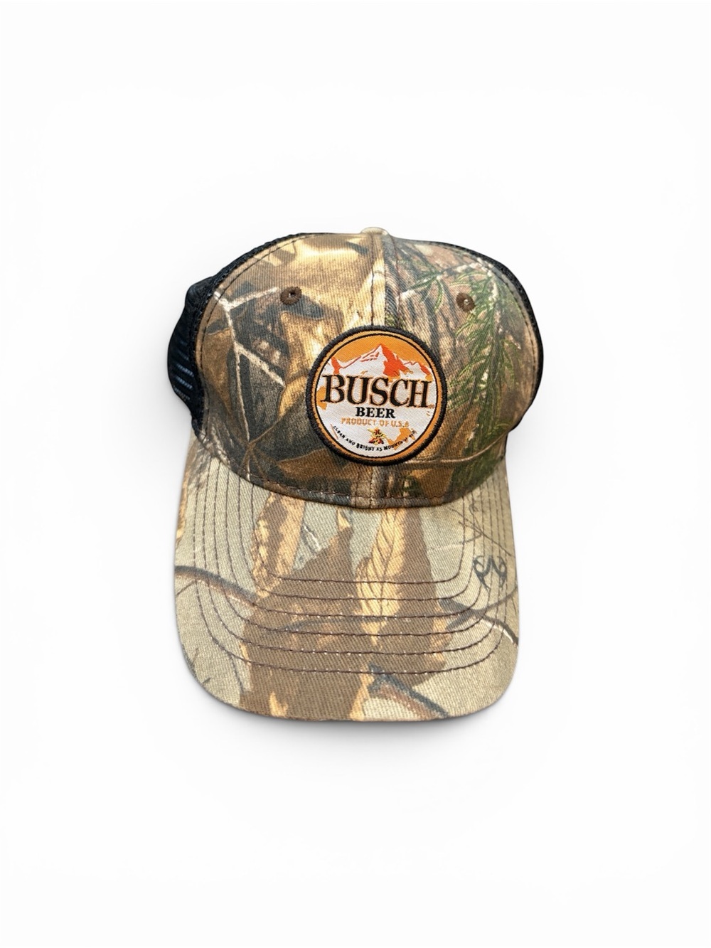 Busch‎ Beer Camo Mesh-Back Baseball Cap - Brown/Green 90’s Y2K grunge skater